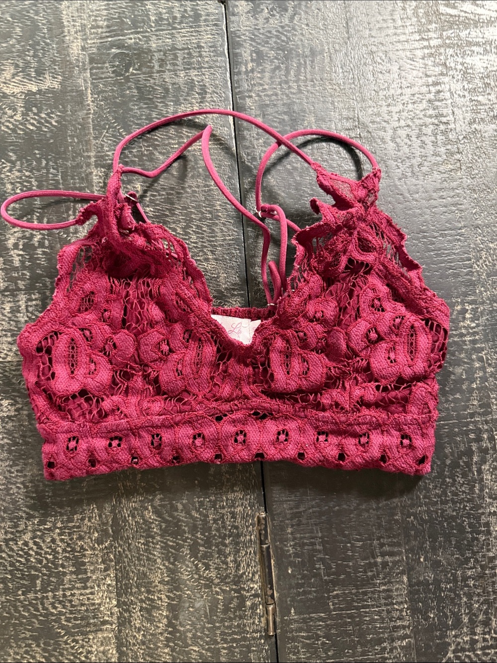 Pink Lily Crochet Lace Bralette in Berry